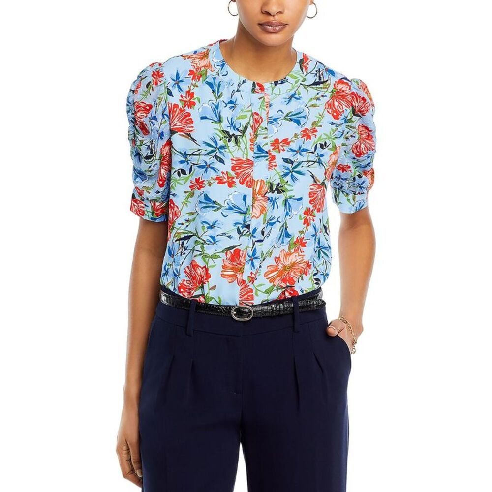 Tahari Blue Blouse Elegant Top